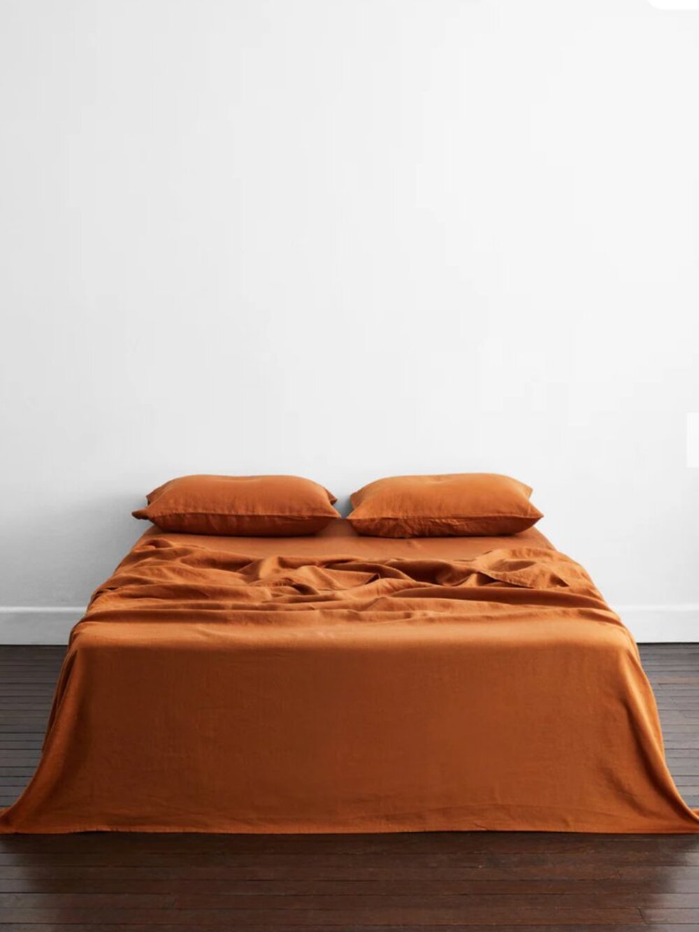 Bed Threads Linen Flat Sheet + Pillowcases Rust Full Queen
